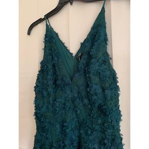 Emerald Green Xscape Dress with Lace Detail